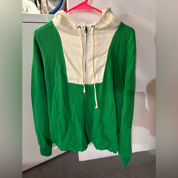 J. Crew Green and Cream Zip-Up Jacket - Picture 1 of 3